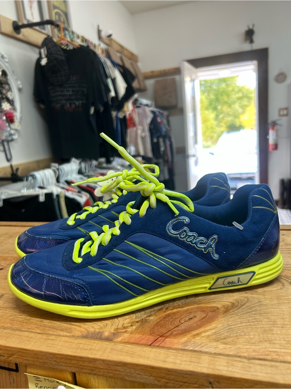 Coach Navy & Neon Yellow Athletic Sneakers
